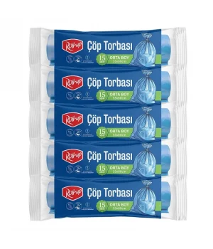 Roll-up Çöp Torbası Orta 55x60cm 15 Adet x 5 Paket