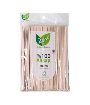 Roll-up Doğa Dostu Ahşap Bıçak 50 Adet