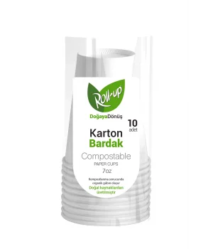 Roll-Up Doğa Dostu Karton Bardak 7oz 10 Adet