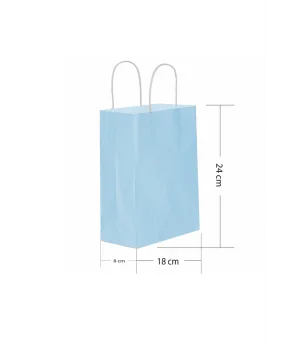 Roll-Up Kraft Çanta Açık Mavi Küçük Boy 18 * 24 cm 25 Adet