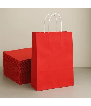 Roll-Up Kraft Çanta Kırmızı Orta Boy 25 * 31 cm 25 Adet