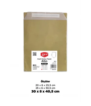 Roll-Up Kraft Hediye Paketi Altın 30 * 41 cm 25 Adet