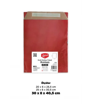 Roll-Up Kraft Hediye Paketi Kırmızı 30 * 41 cm 25 Adet
