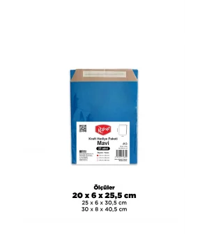 Roll-Up Kraft Hediye Paketi Mavi 20 * 26 cm 25 Adet