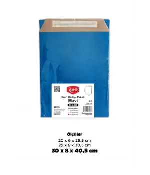 Roll-Up Kraft Hediye Paketi Mavi 30 * 41 cm 25 Adet