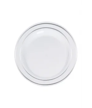 Roll-Up Lüks Plastik Tabak Gümüş Yaldızlı Beyaz 26 cm 6 Adet