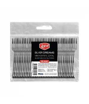 Roll-Up Metal Görünümlü Mini Kokteyl Çatalı 9,5 cm 50 Adet