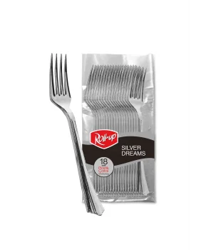 Roll-Up Metal Görünümlü Plastik Çatal 18 Adet