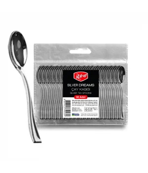 Roll-Up Metal Görünümlü Plastik Çay Kaşığı 50 Adet