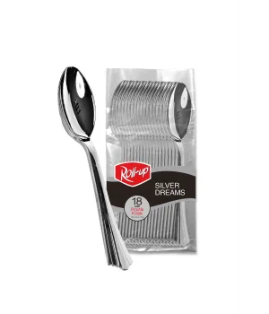 Roll-Up Metal Görünümlü Plastik Kaşık 18 Adet