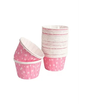 Roll-up Muffin Kek Kapsülü Açık Pembe Puantiyeli 50 Adet
