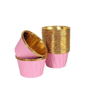 Roll-up Muffin Kek Kapsülü Pembe-Altın 25 Adet