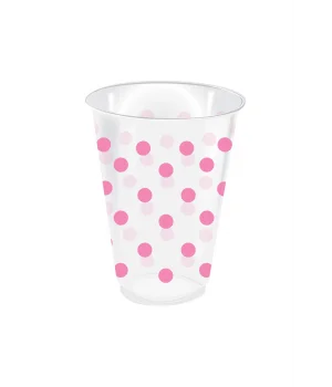 Roll-Up Plastik Bardak Pembe Puantiyeli 250 cc 25 Adet