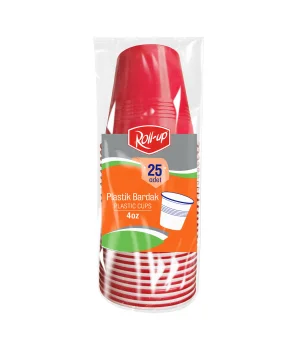 Roll-up Plastik Espresso Bardağı Kırmızı 4 oz 25 Adet