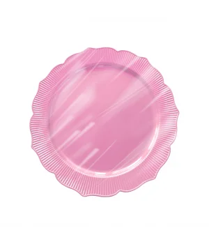 Roll-Up Plastik Kalın Tabak Büyük 26 cm Pembe 6 Adet