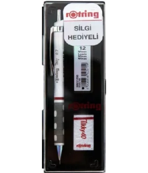 Rotring Tikky Versatil Kalem + Min + Silgi Okul Seti 0.5 mm BEYAZ