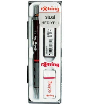 Rotring Tikky Versatil Kalem + Min + Silgi Okul Seti 0.5 mm BORDO