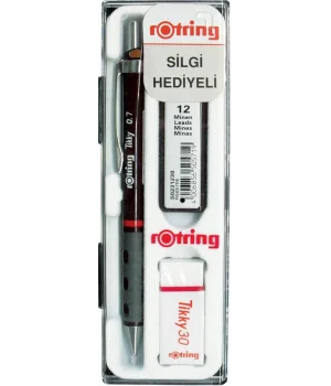 Rotring Tikky Versatil Kalem + Min + Silgi Okul Seti 0.7 mm BORDO