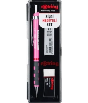 Rotring Tikky Versatil Kalem + Min + Silgi Okul Seti 0.7 mm NEON PEMBE