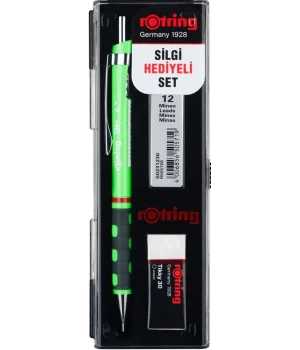 Rotring Tikky Versatil Kalem + Min + Silgi Okul Seti 0.7 mm NEON YEŞİL