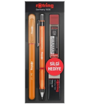 Rotring Visuclick Versatil Kalem + Jel Kalem + Min + Silgi Okul Seti 0.5 mm TURUNCU
