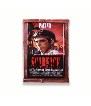 Rustik Ahşap Çerçeveli Vintage Metal Pano Scarface 20x30