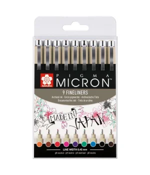 Sakura Pigma Micron 9 Fineliners 0.5 Çizim Kalemi Seti 9 RENK