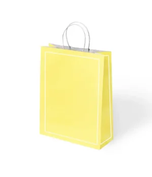 Sarı Makaron Büküm Saplı Kraft Çanta 25x31cm