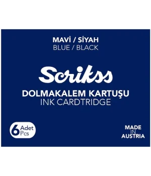 Scrikss Dolma Kalem Kartuşu 6lı Kutu MAVİ-SİYAH