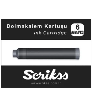 Scrikss Dolma Kalem Kartuşu 6lı Kutu SİYAH