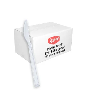 Şeffaf Lüks Plastik Bıçak 100lü x 36 Paket (Koli)