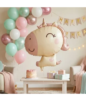 Sevimli Pastel Unicorn Figürlü Folyo Balon