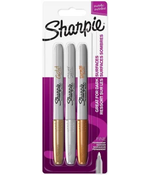 Sharpie Metallic Permanent Marker Kalem Seti Fine Uç 3 Renk METALİK RENKLER