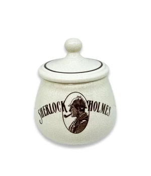 Sherlock Holmes El Yapımı Seramik Pipo Tutun Kavanozu Bej Small