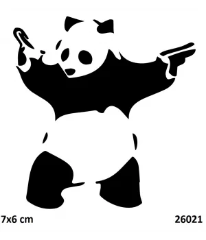 Silahşör Panda Geçici Dövme Şablonu