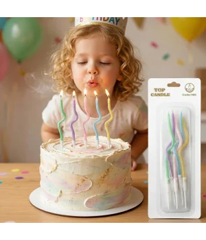 Simli Makaron Karışık Renk Spiral Pasta Mumu