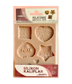 Smarta Silicone Moulds Silikon Epoksi ve Polimer Kil Kalıbı COOKIES