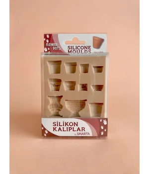 Smarta Silicone Moulds Silikon Epoksi ve Polimer Kil Kalıbı FLOWER POTS