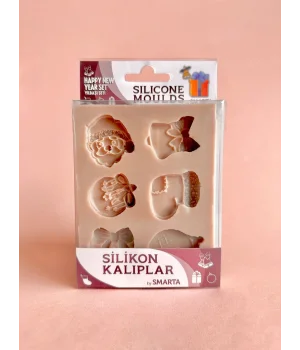 Smarta Silicone Moulds Silikon Epoksi ve Polimer Kil Kalıbı HAPPY NEW YEAR SET