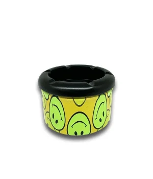 Smiley Desen Metal Mini Sigara Küllüğü Sarı 8cm