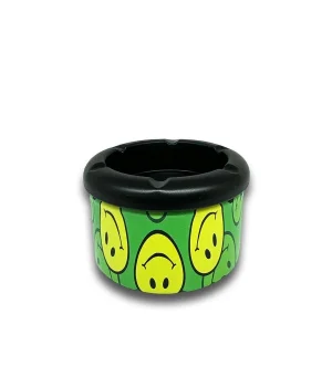 Smiley Desen Metal Mini Sigara Küllüğü Yeşil 8cm