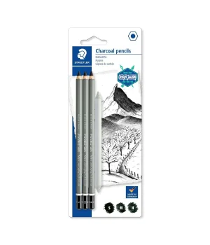 Staedtler Mars Lumograph Charcoal Kömür Füzen Kalem Seti + Paper Stump