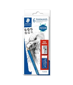 Staedtler Mars Lumograph Dereceli Kalem Karakalem Eskiz Çizim Seti 6 Kalem + Silgi + Kalemtraş