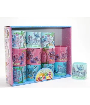 Stitch Baskılı Magic Spring Stres Yayı - Standlı Pembe Ve Mavi Renk 12Li Seti Alk3986