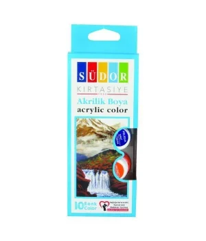 Südor Akrilik Boya Seti 10 Renk Renk x 15 ml. Şişe
