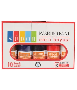 Südor Ebru Boyası Seti 10 Renk x 30 ml. Damlalıklı Şişe