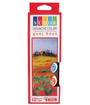 Südor Guaj Boya Seti 12 Renk x 15 ml. Şişe