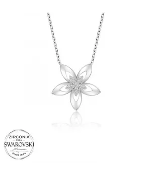 Swarovski Taşlı Gümüş Çiçek Bayan Kolye