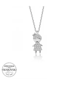 Swarovski Taşlı Gümüş Çocuk Bayan Kolye