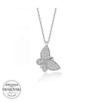 Swarovski Taşlı Gümüş Kelebek Bayan Kolye